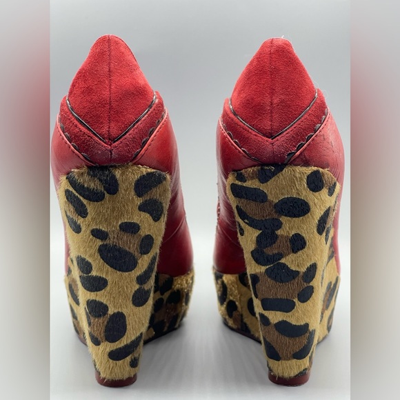 Poetic License Women’s Body Love Red Leopard Platform Wedge Heel Size 7 - Picture 6 of 10